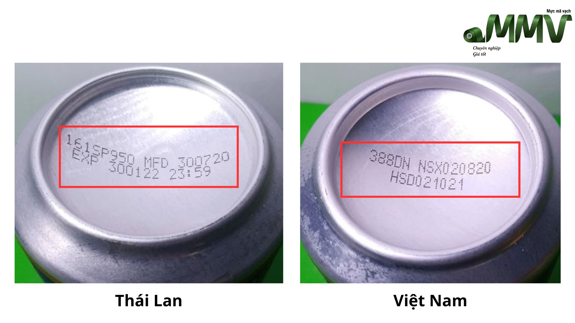 Phân biệt bò húc Thái và bò húc Việt qua ký hiệu ngày sản xuất và hạn sử dụng in ở đáy lon