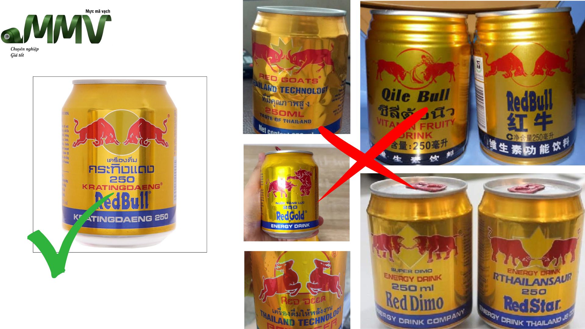Phân biệt bò húc thật giả bằng cách kiểm tra bao bì, logo và tên thương hiệu