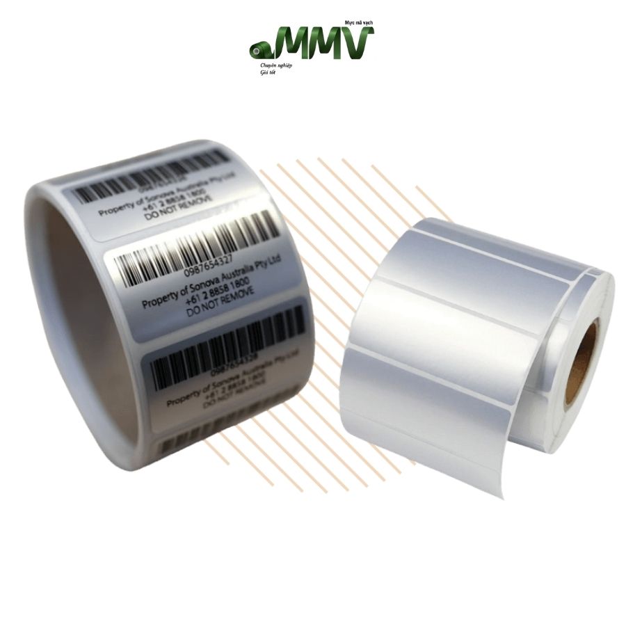 Decal bạc 100x50mm loại 1 tem trên hàng