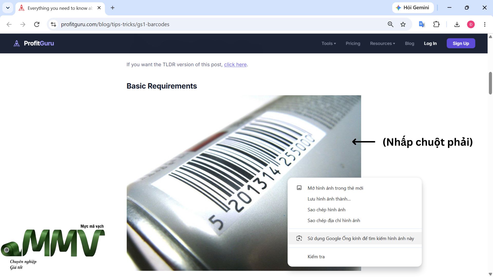 Kiểm tra mã vạch trực tiếp trên website bằng Google Lens