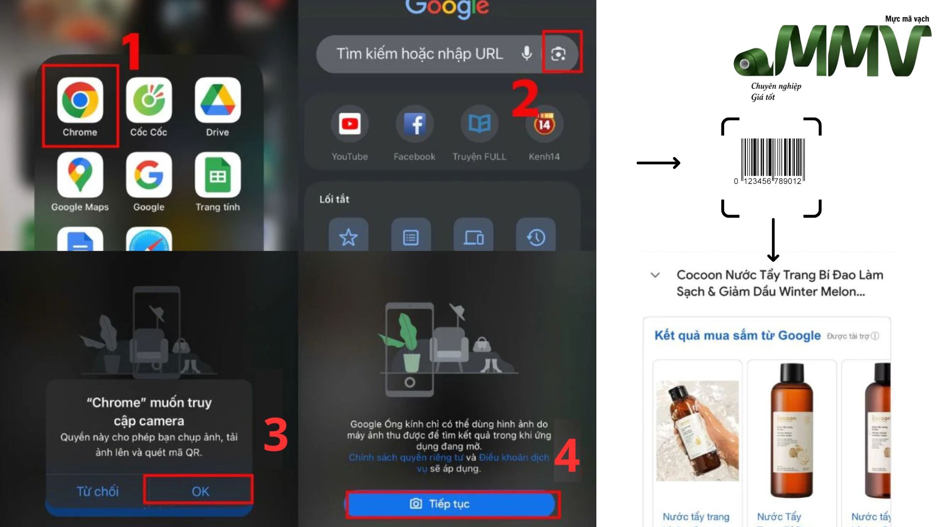 Kiểm tra mã vạch bằng Google Chrome trên Android