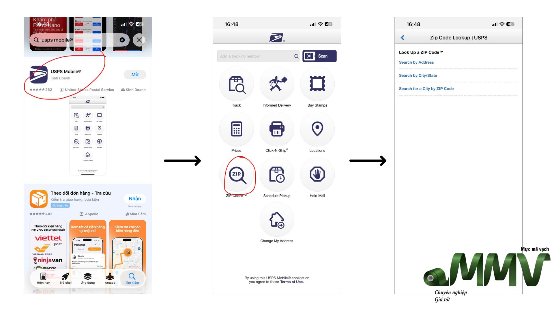 Tra mã ZIP bằng ứng dụng USPS Mobile