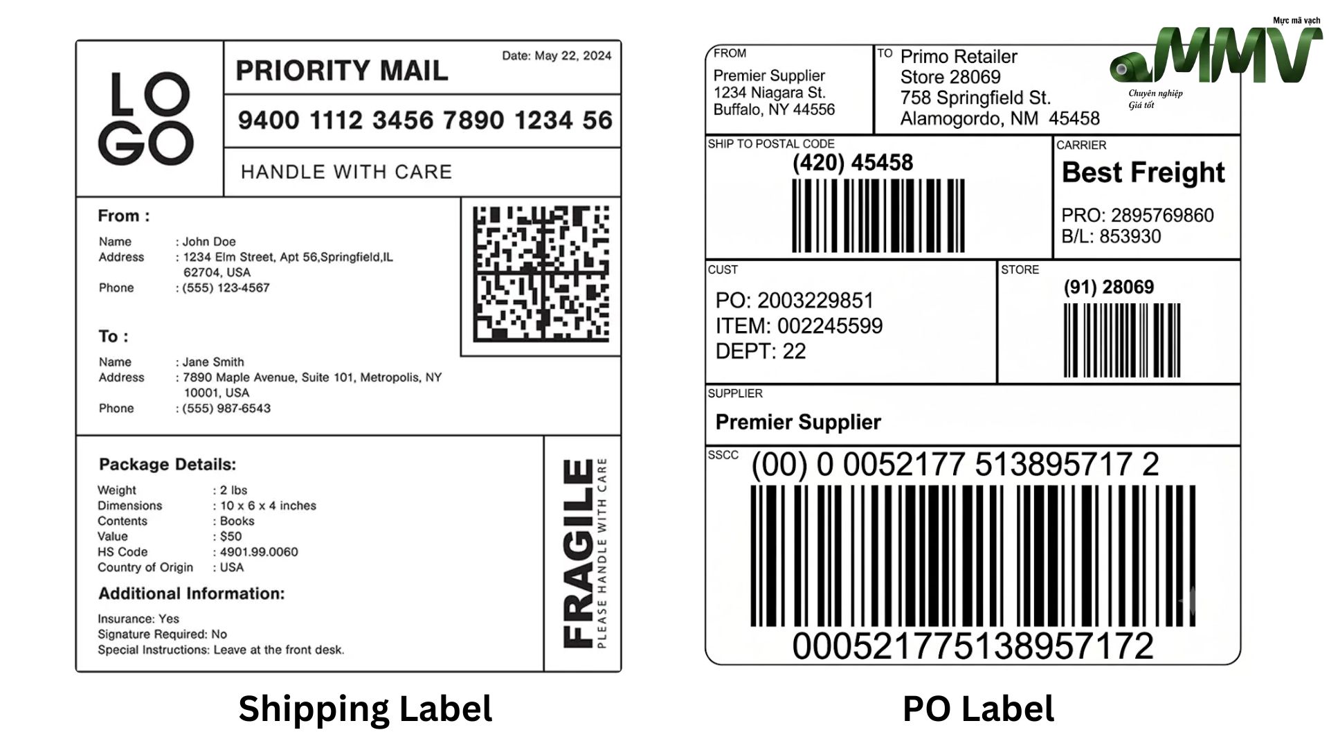 Phân biệt shipping label và PO label