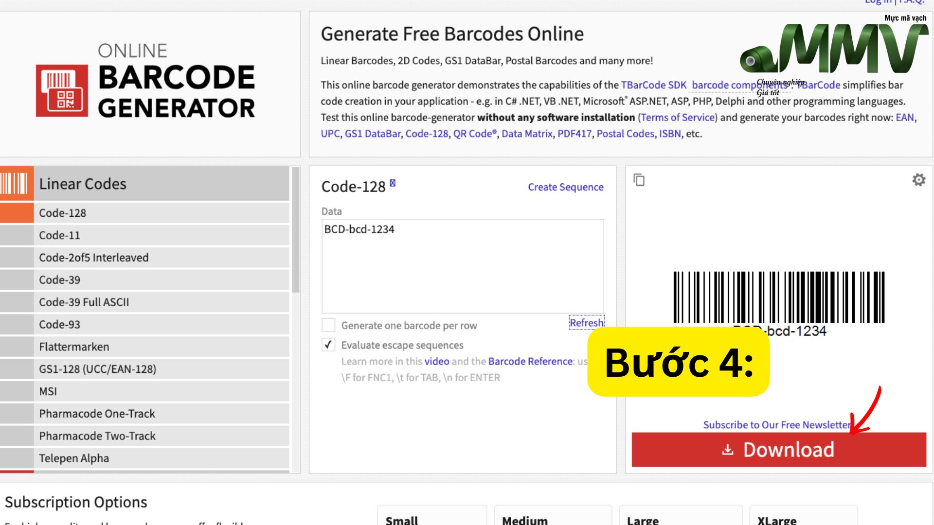 Tạo mã code 128 bước 4