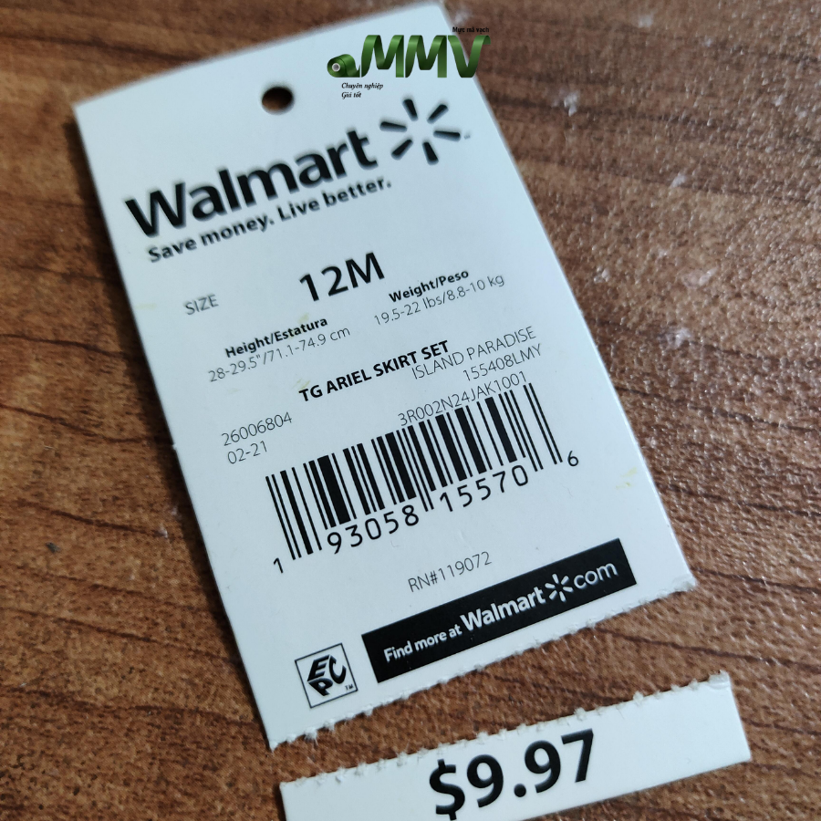 Tem mã vạch Walmart