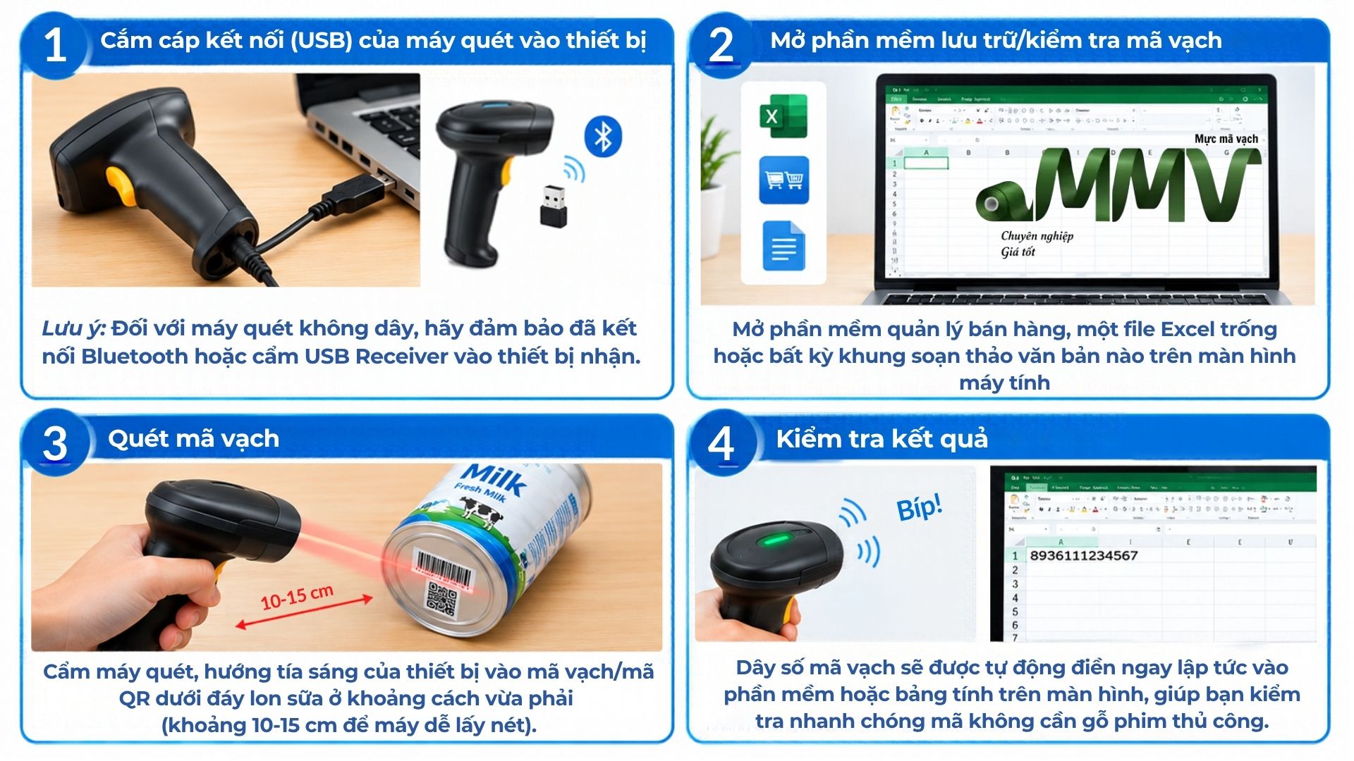 Dùng máy quét mã vạch để tra cứu mã vạch trên sản phẩm